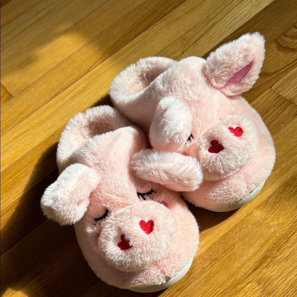 Adorable Pink Piggy Plush Slippers for Kids